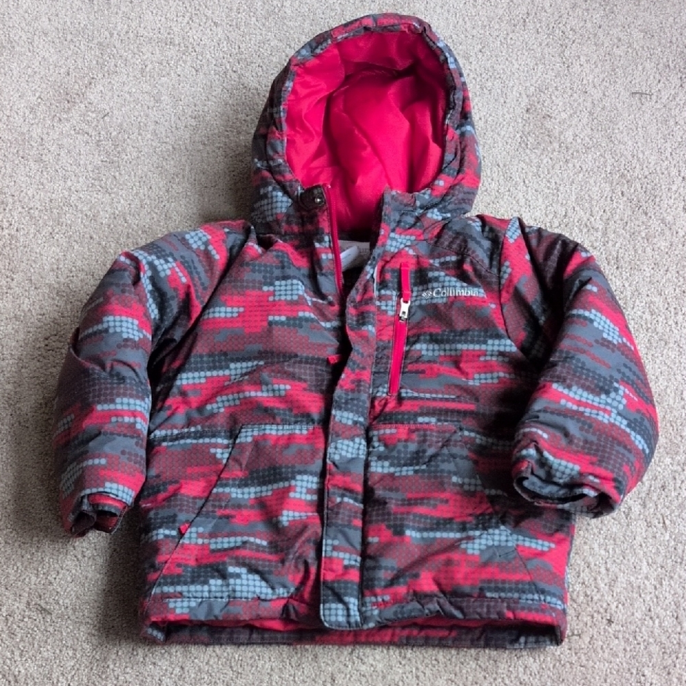 Columbia Kids' Red and Gray Camo Jacket